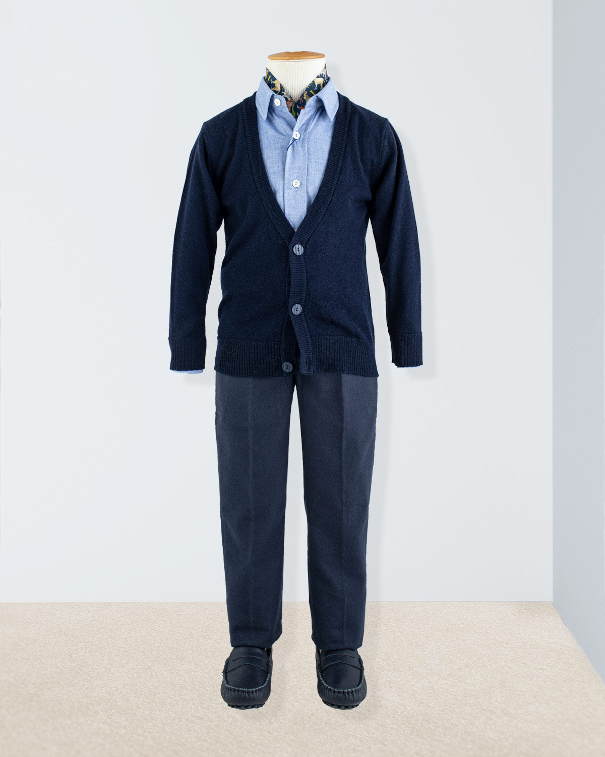 Nicholas Navy Dressy Wool Cardigan